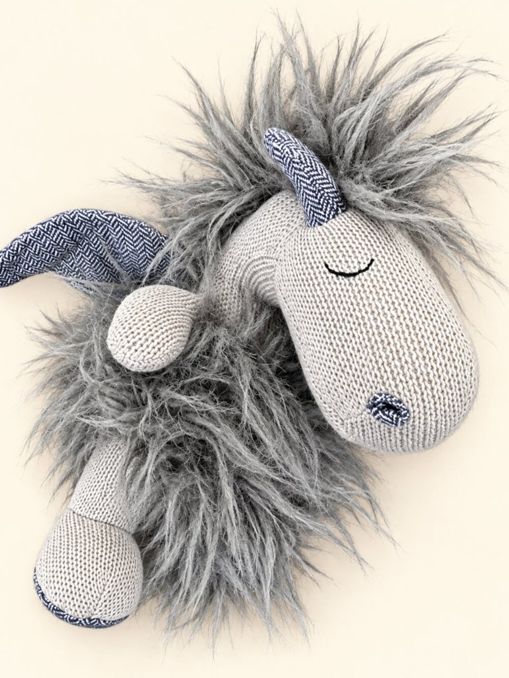 RH Baby & Child Plush Dragon 8" Wool Knit Gray Stuffed Animal
